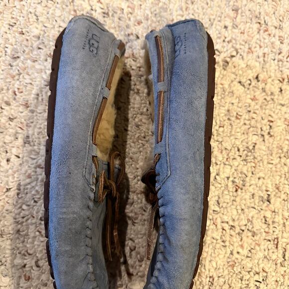 UGG Womens 8 Dakota Suede Sheep wool Moccasins Slippers Sheepskin Shoes Blue - Picture 5 of 15
